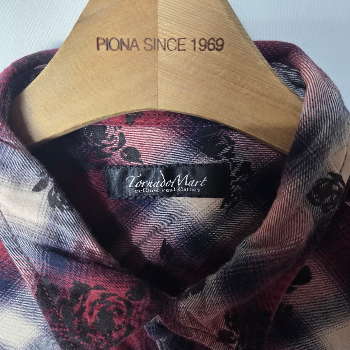 [TornadoMart] 00s 토네이도마트 로즈 디테일 체크 셔츠 상품이미지5