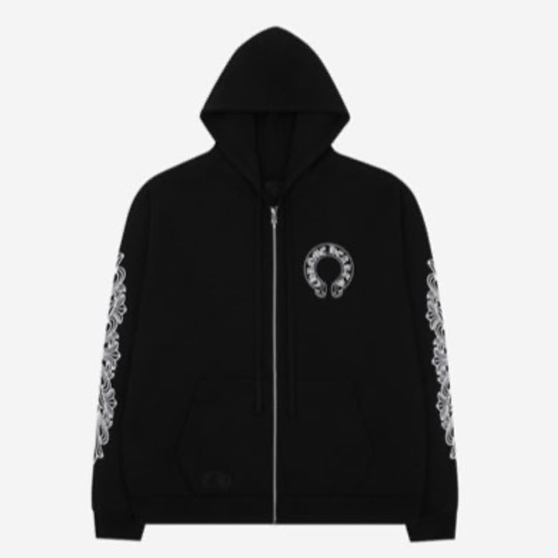 크롬하츠 홀스슈 플로랄 헤비웨이트 집업 후드 블랙 L 상품이미지1