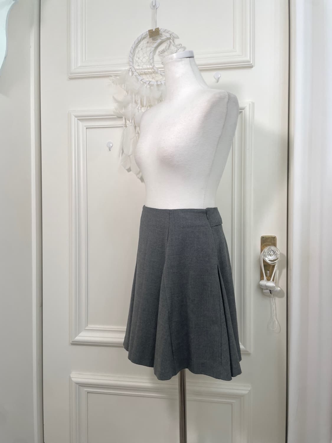 FEROUX gray back bow flare midi skirt 상품이미지2