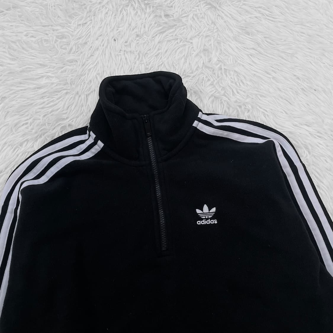 아디다스 트레포일 로고 크롭 반집업 후리스 자켓 상품이미지3