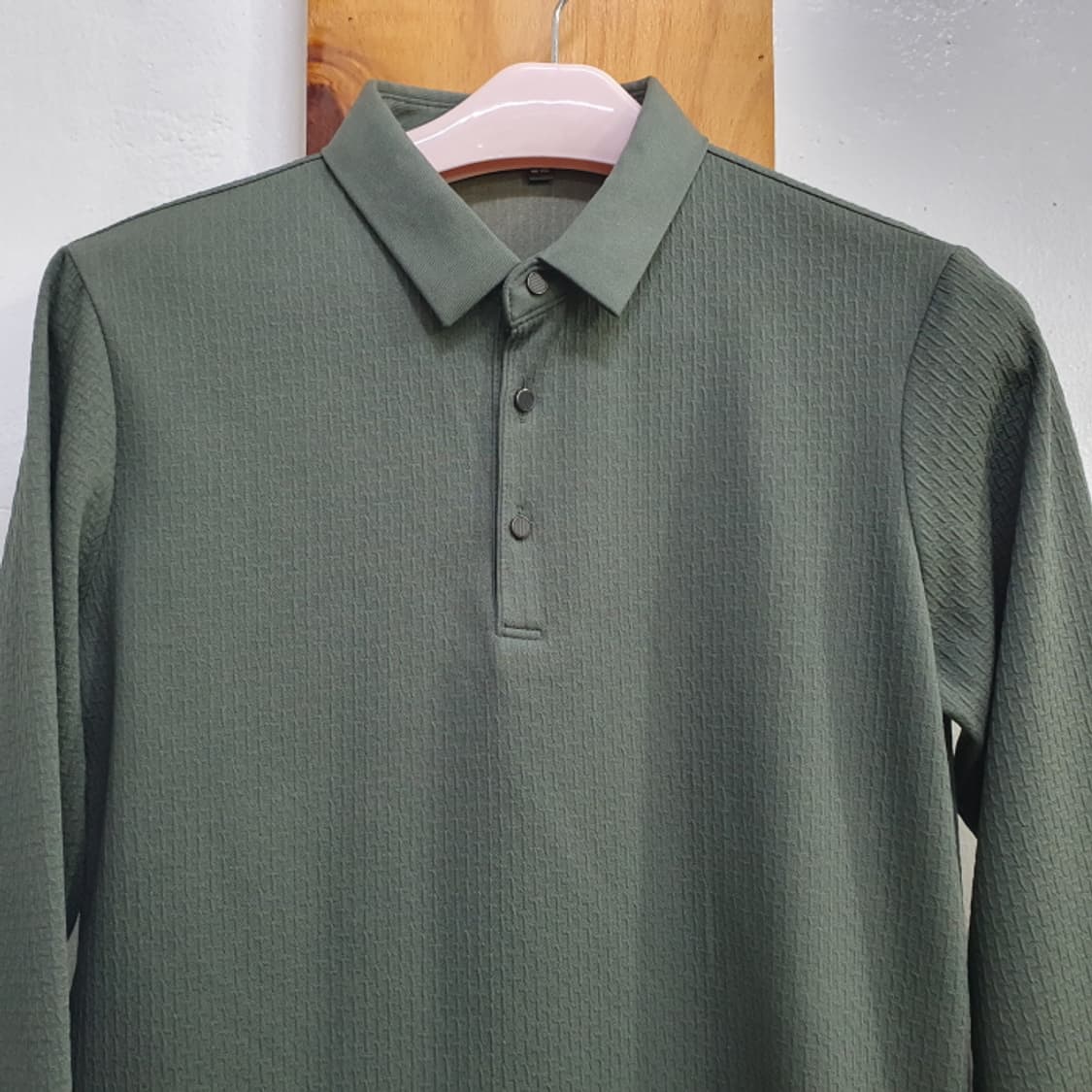 카키색 남자 긴팔 카라 티셔츠(95) 상품이미지2