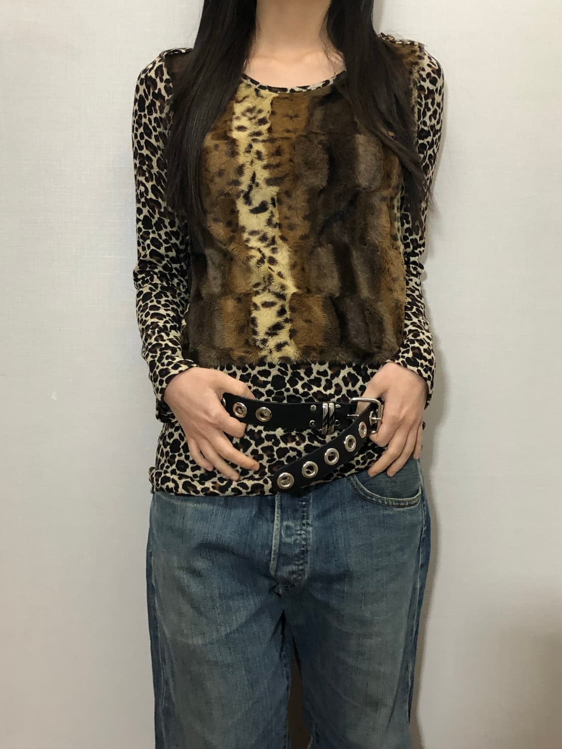 빈티지 레오파드 퍼 니트 상품이미지2