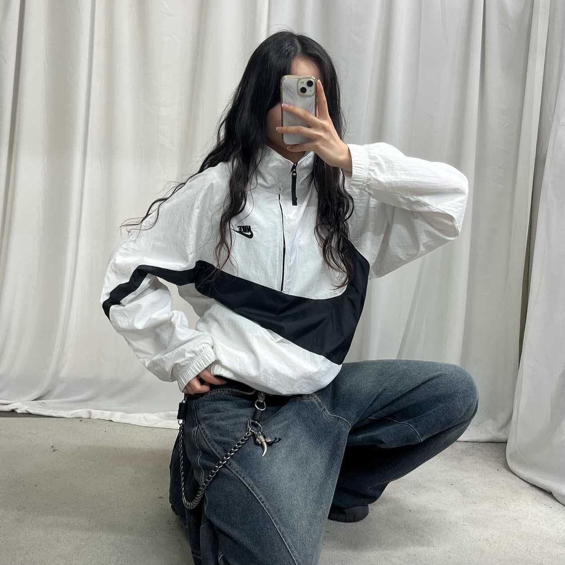Nike white big swoosh anorak 상품이미지1