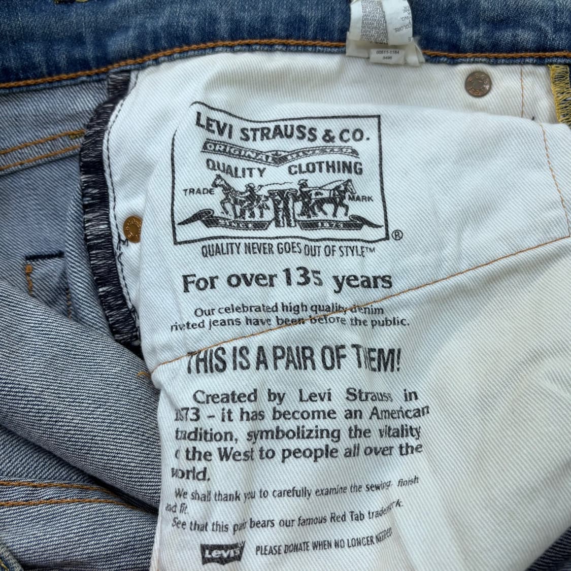 W34 L33 리바이스 511 데님 팬츠 0429E 상품이미지3