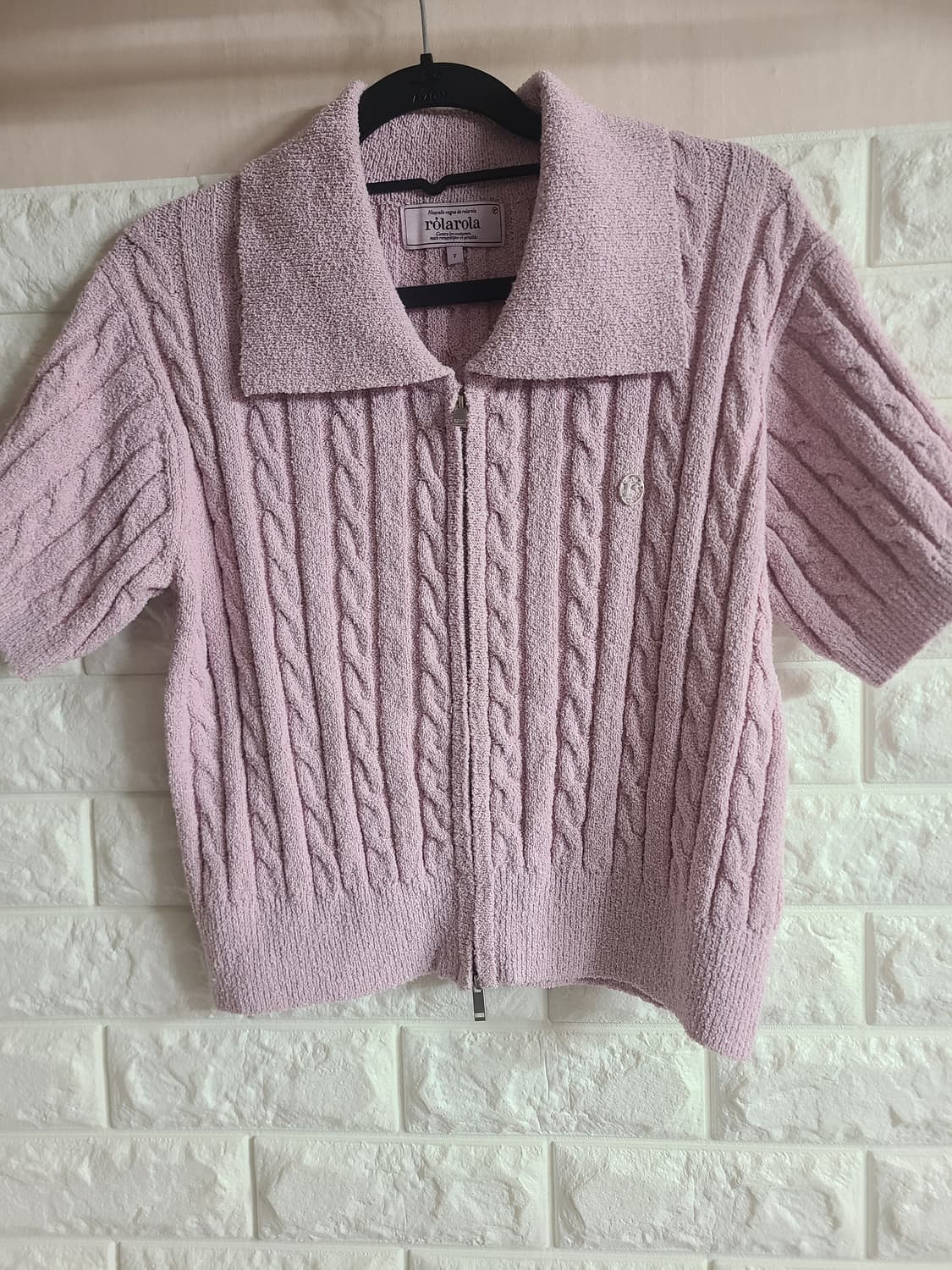 로라로라 케이블 반팔 크롭 니트 상품이미지1