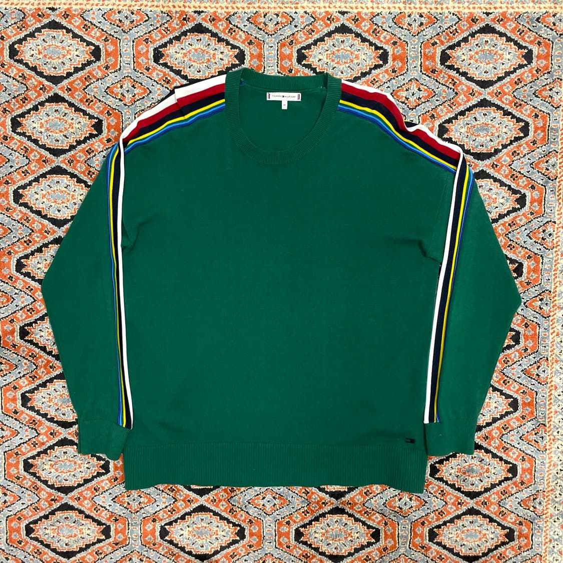 타미힐피거 딥그린 사이드 스트라이프 니트 여성M 상품이미지1