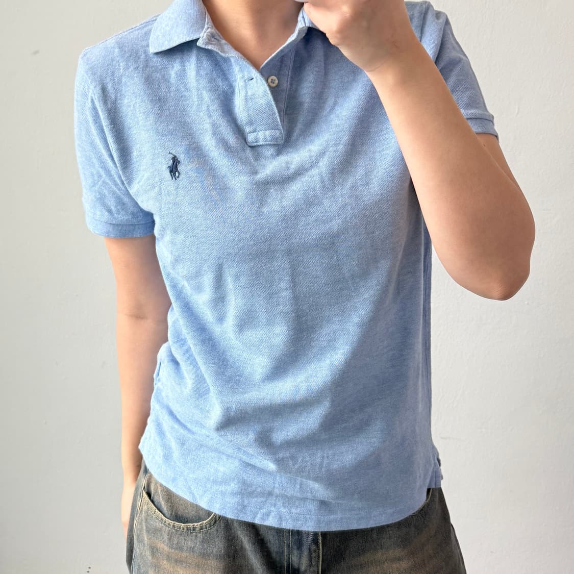 [S] 폴로 커스텀슬림핏 블루 카라티 상품이미지2