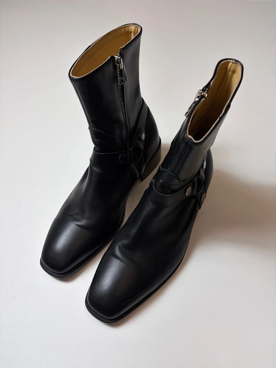 FIRENZE.A 슬림토 벨크로 소가죽 바이커 부츠 Q1505 상품이미지2