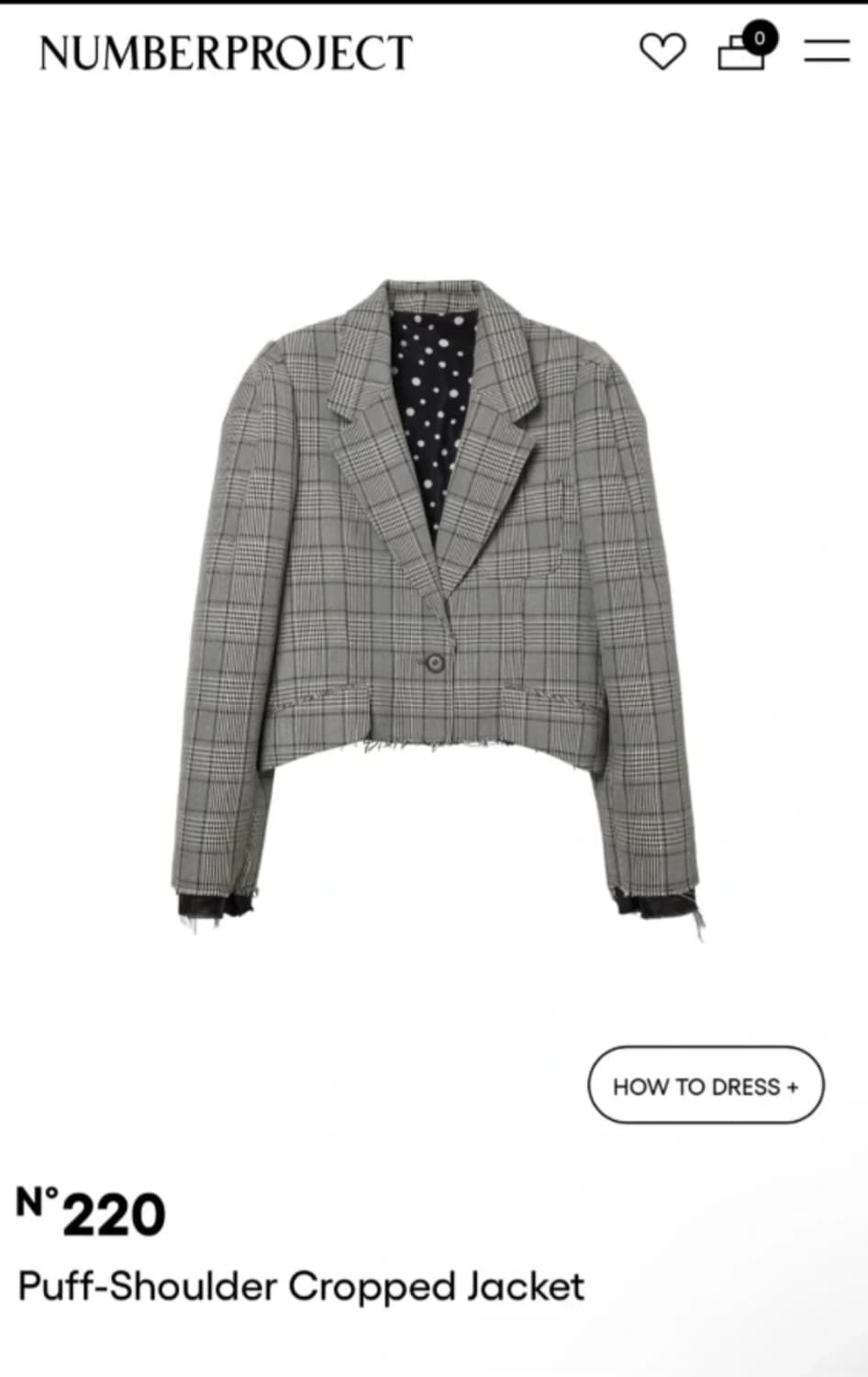 넘버프로젝트 체크 크롭 자켓 새상품55 상품이미지1