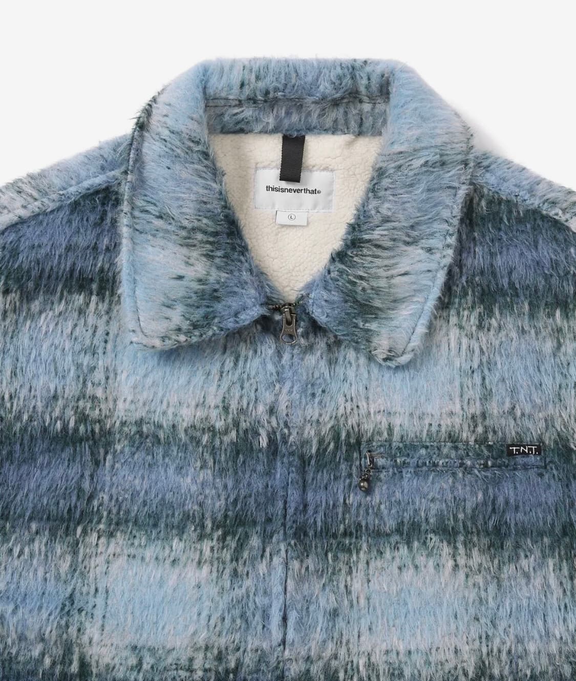 디스이즈네버댓 브러쉬드 체크 자켓 블루 후리스 모헤어 상품이미지4