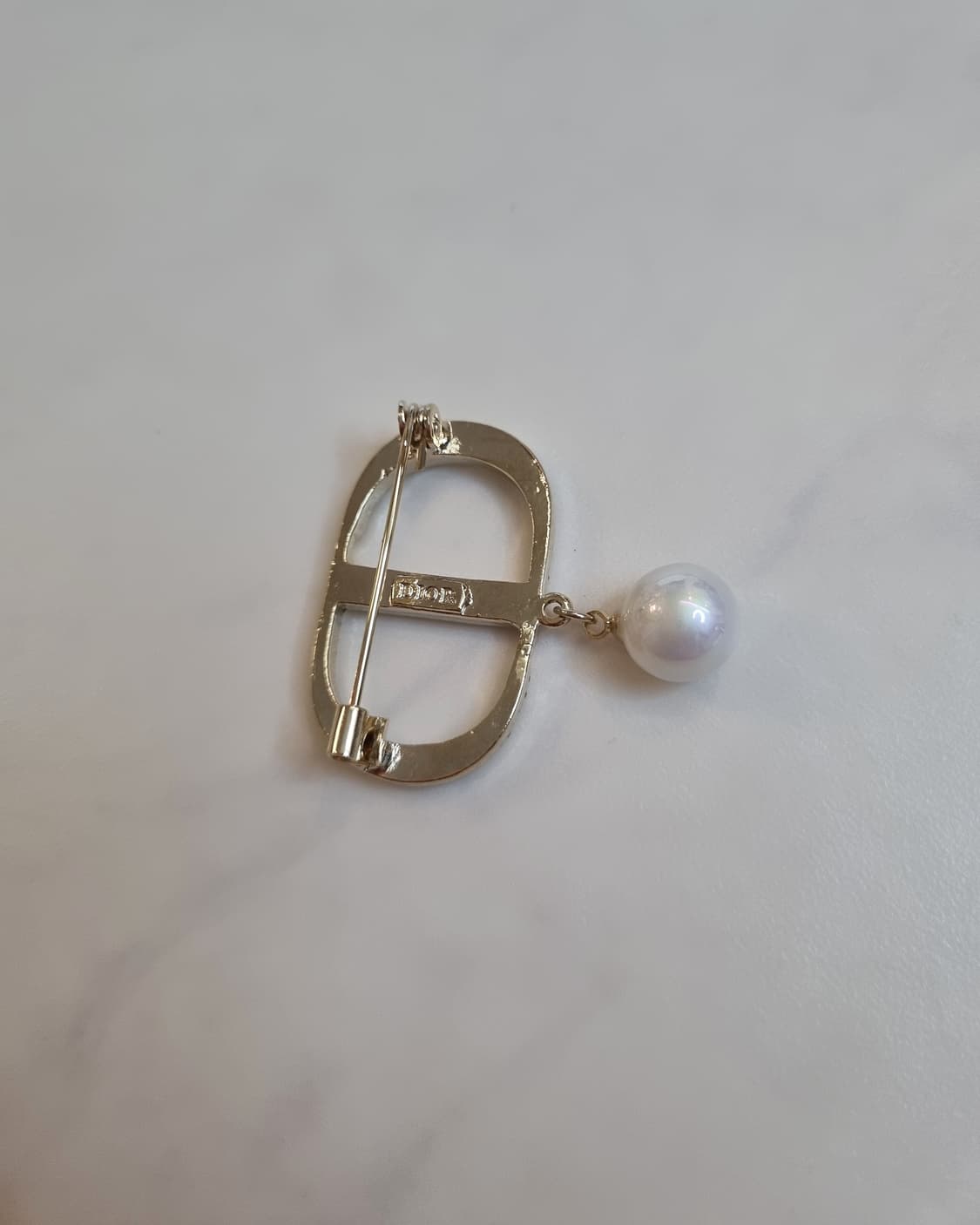 디올 업사이클링 큐빅 진주드롭 브로치 상품이미지5