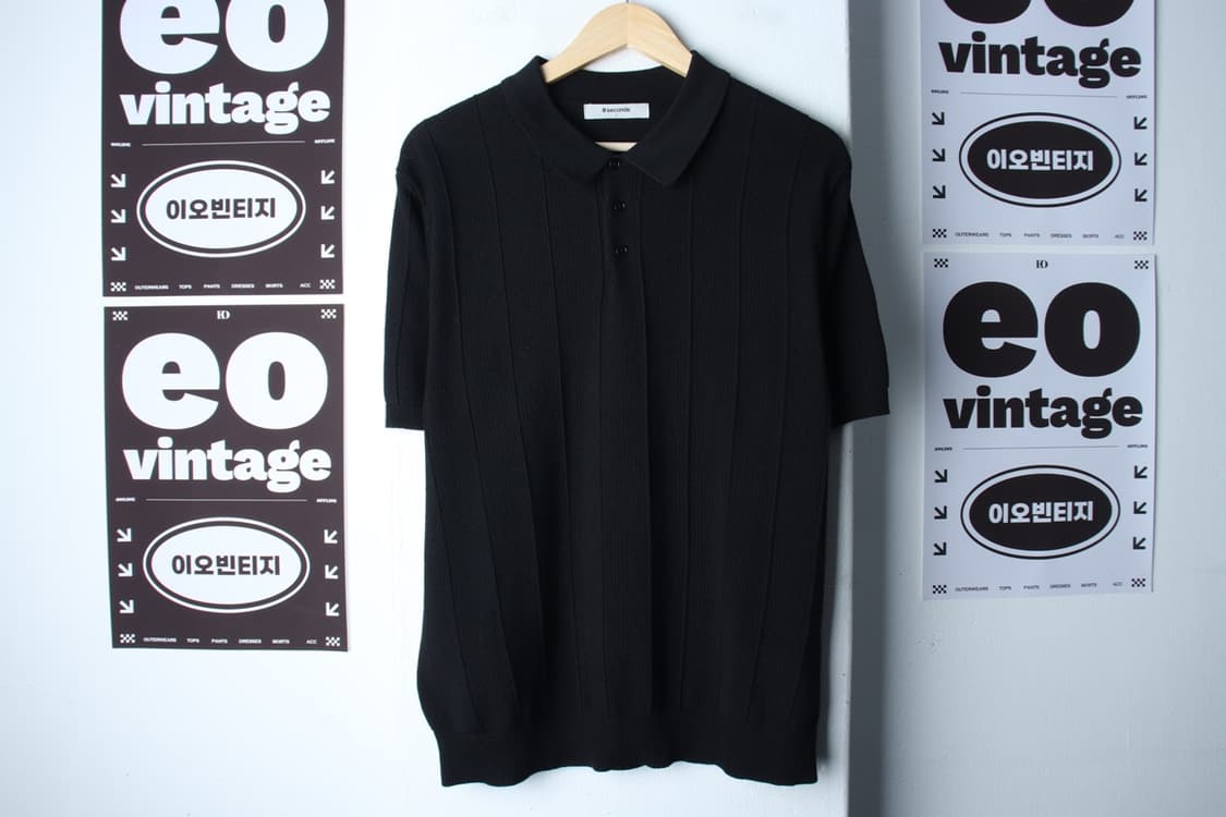 (L-XL) 에잇세컨즈 반팔 카라 티셔츠 니트 스트라이프-H33159 상품이미지2