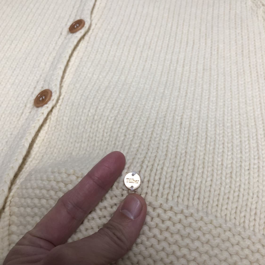 (우먼스 F) 새상품 틸버 Tillber 햄프스 니트 가디건 크림 상품이미지2