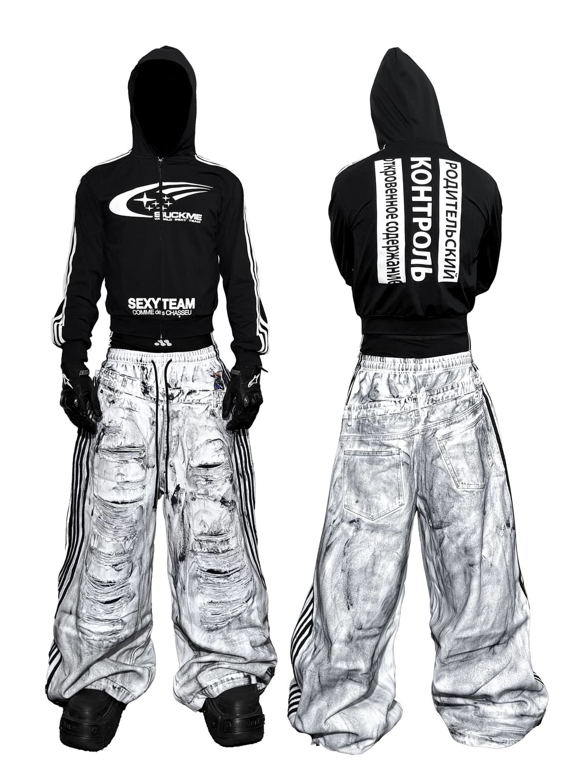 SEXYTEAM Graphic Cropped Zip Hoodie 상품이미지2