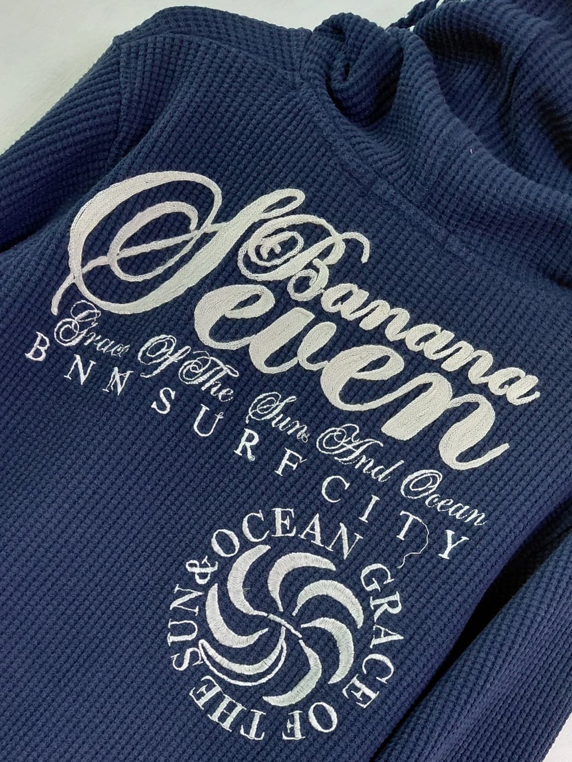 [L] Banana Seven 빅로고 와플 후드티 - 네이비 상품이미지8