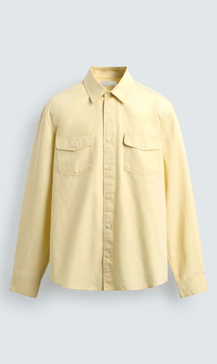 Zara  코튼-라이오셀  포켓 셔츠 (yellow) L 상품이미지2