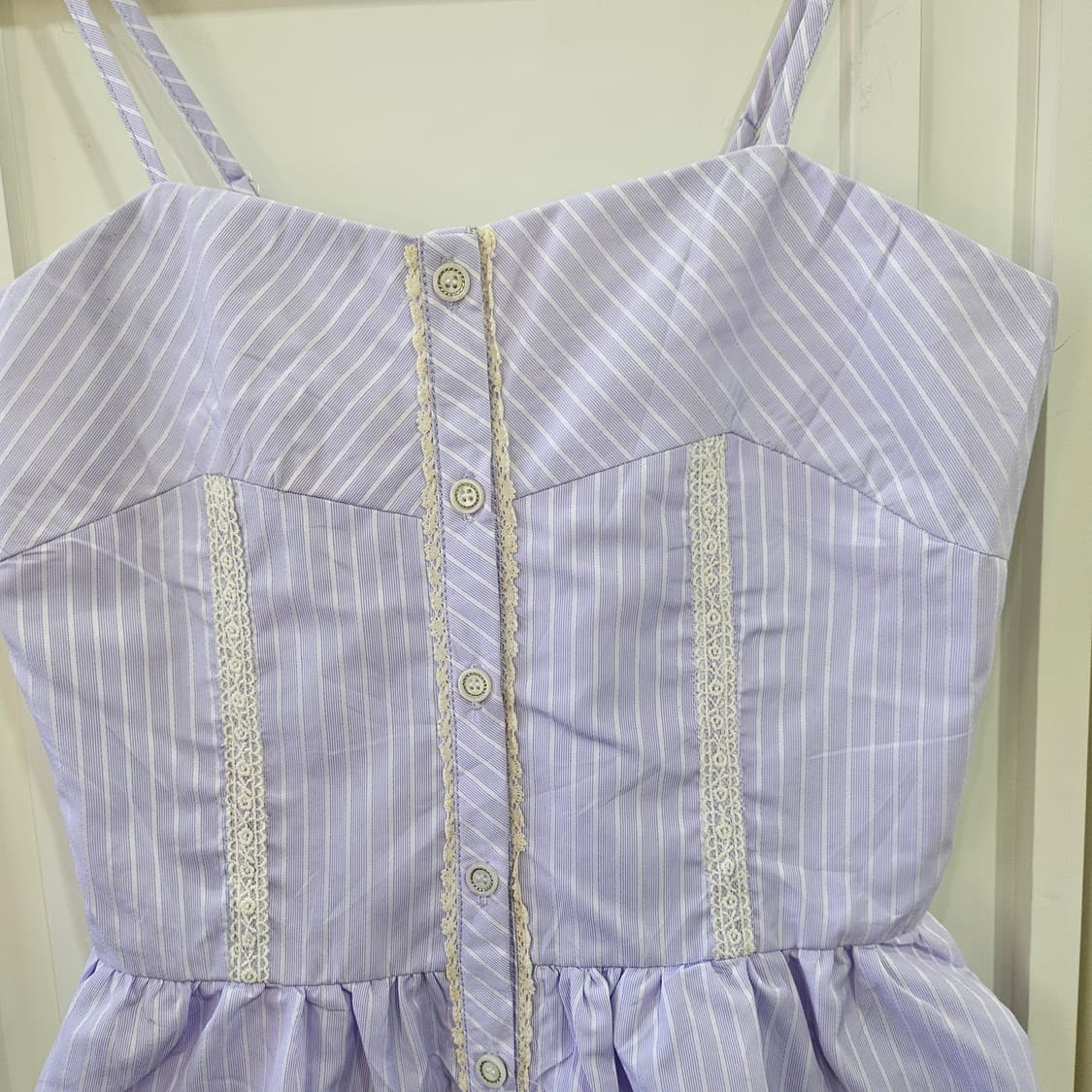 라벤더 스트라이프 끈 미니 원피스 상품이미지2