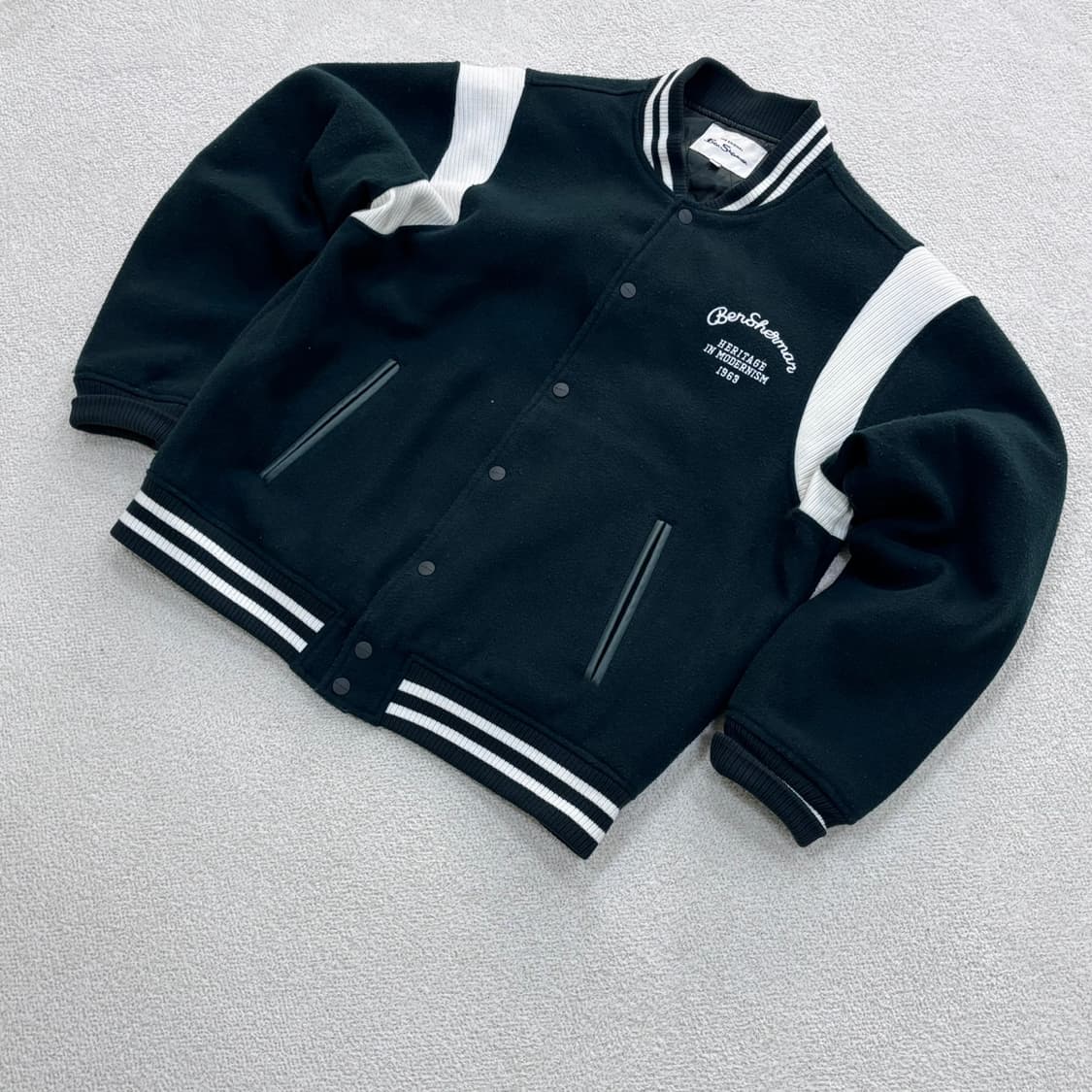 100 벤셔먼 블랙 바시티 자켓 0324E 상품이미지1