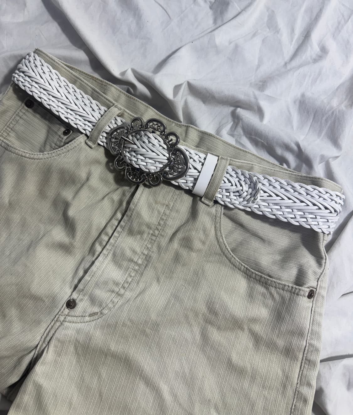 빈티지 오너먼트 버클 레더 벨트 크리스탈 y2k 상품이미지1