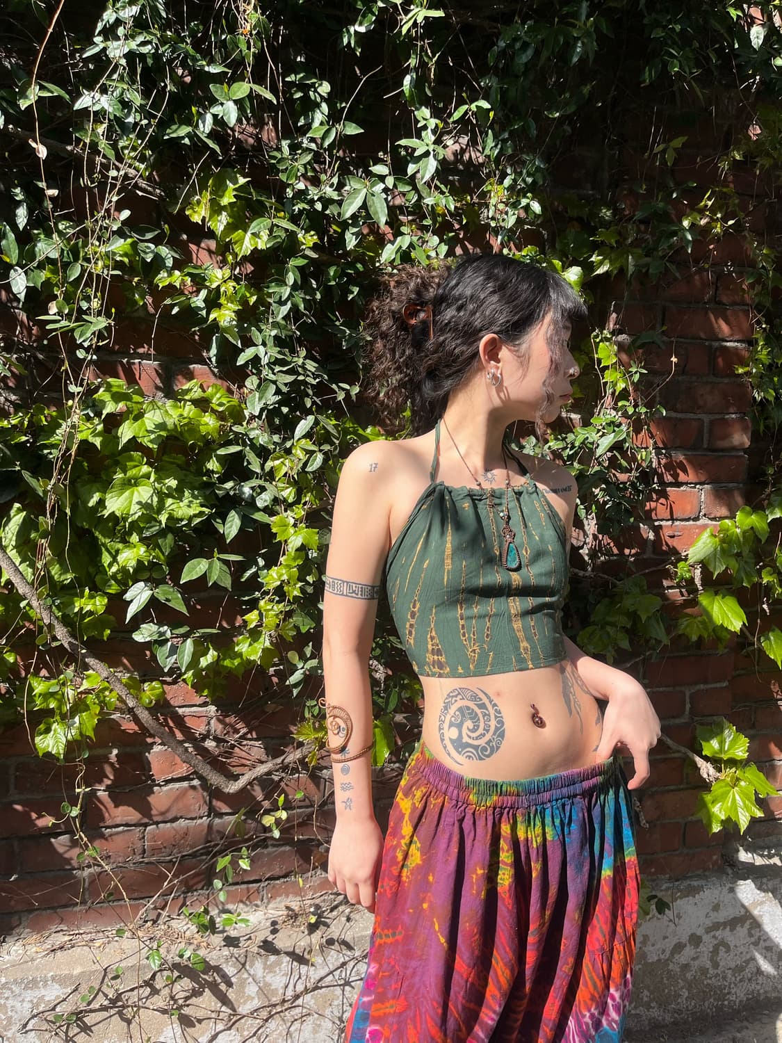 카키 그린 타이다이 홀터넥 상품이미지2