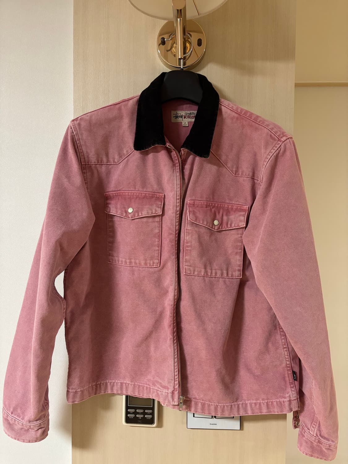 스투시 워시드캔버스 워크셔츠 더스티로즈 상품이미지1