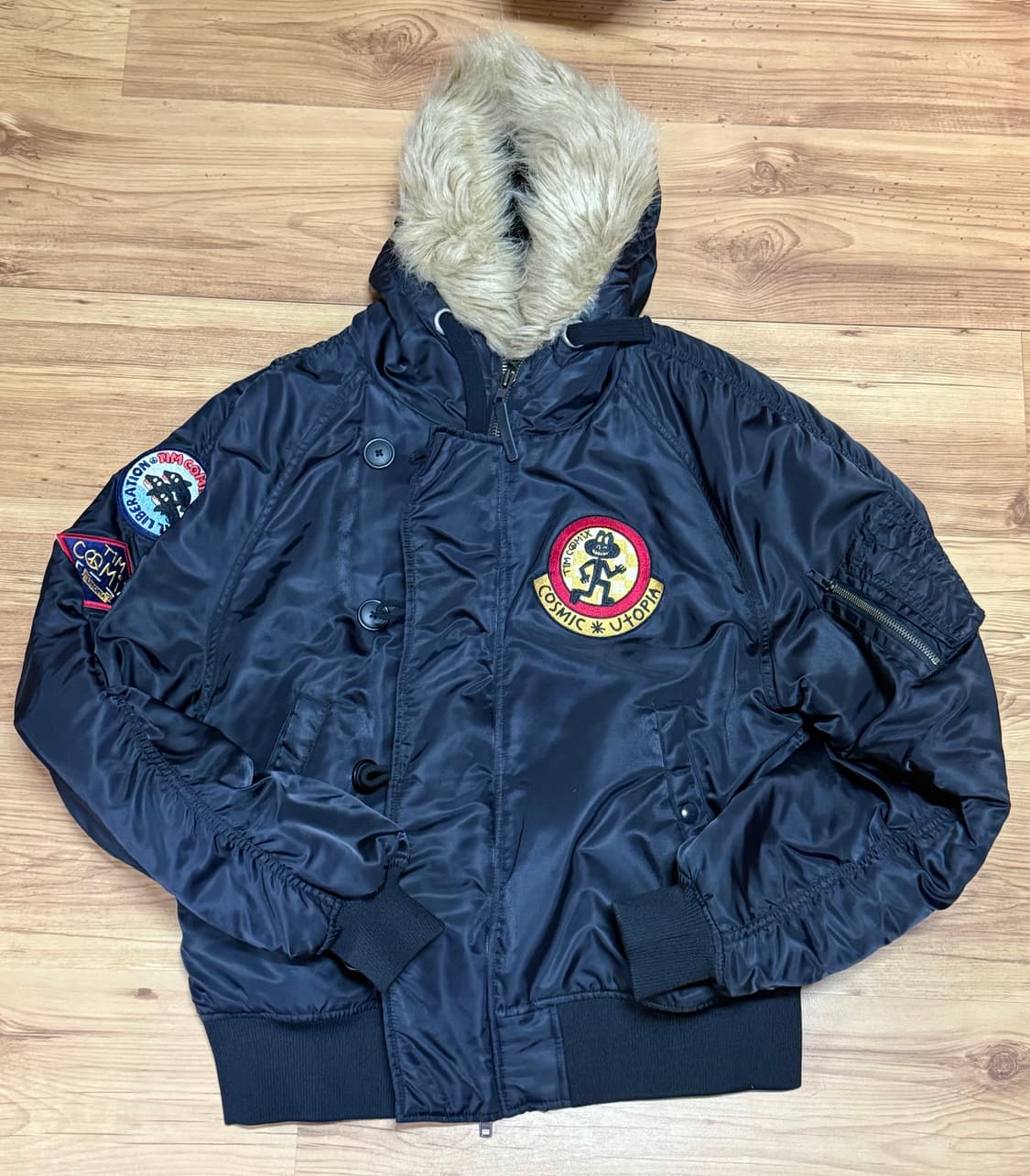 팀코믹스 ma-1 후디드 덱 점퍼 블랙 L사이즈 상품이미지2