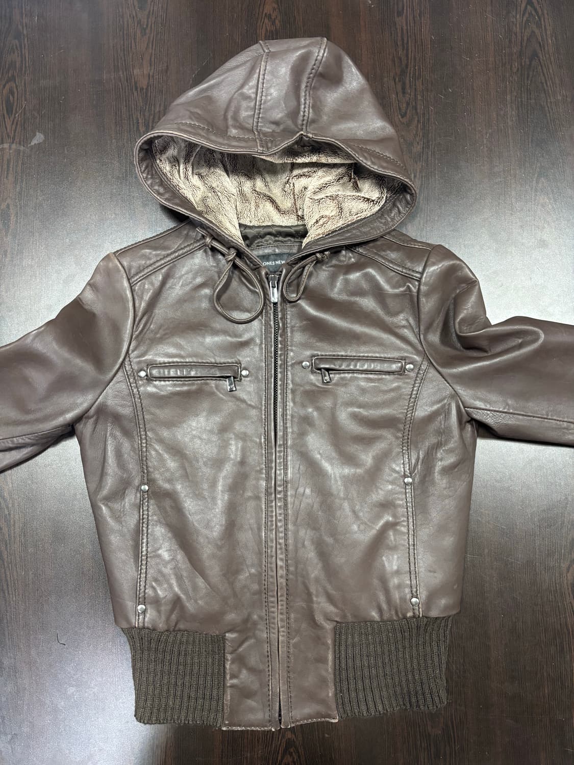 Jones New York 브라운 가죽 후드 자켓 상품이미지5