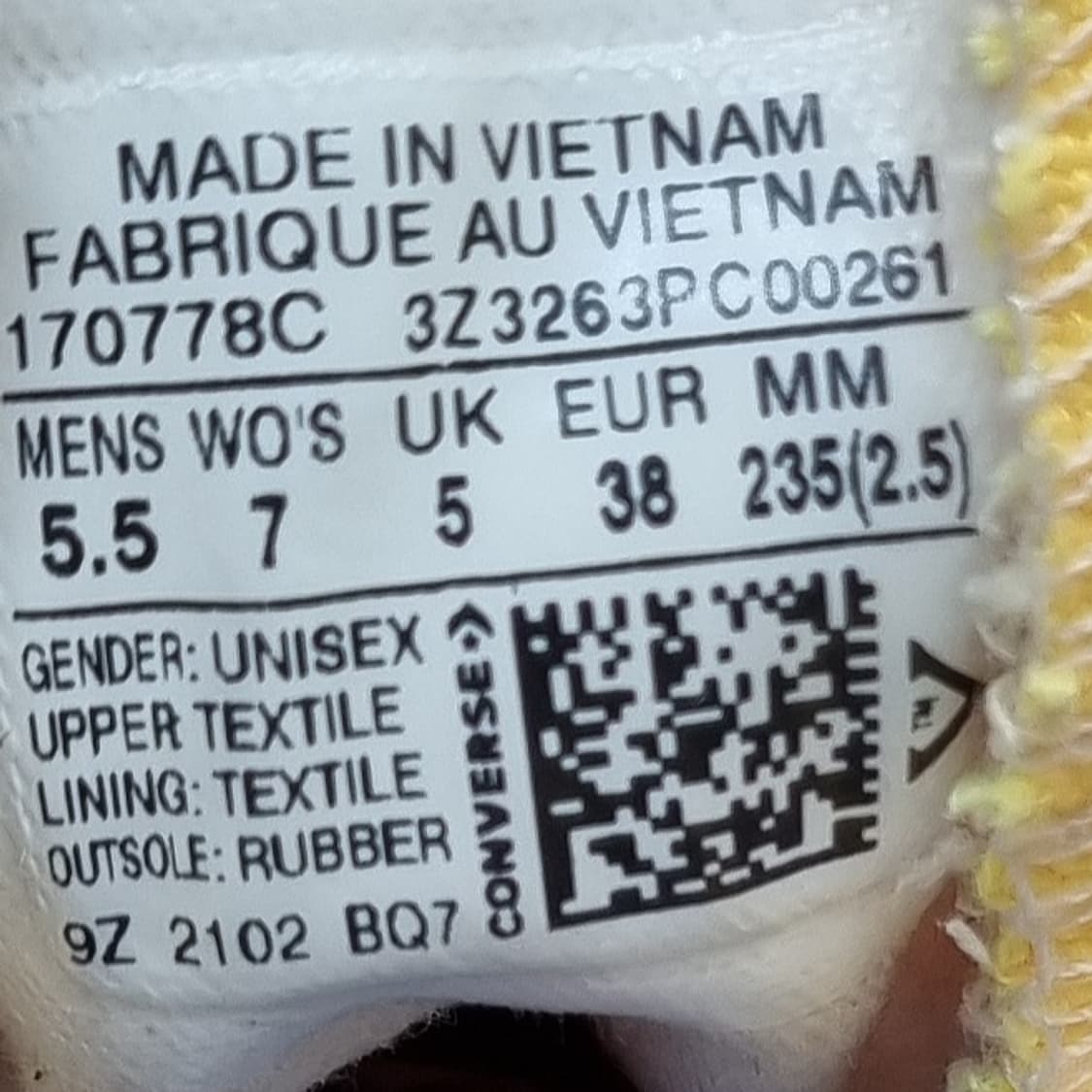 컨버스  런스타하이크 로우 노랑 235 상품이미지6