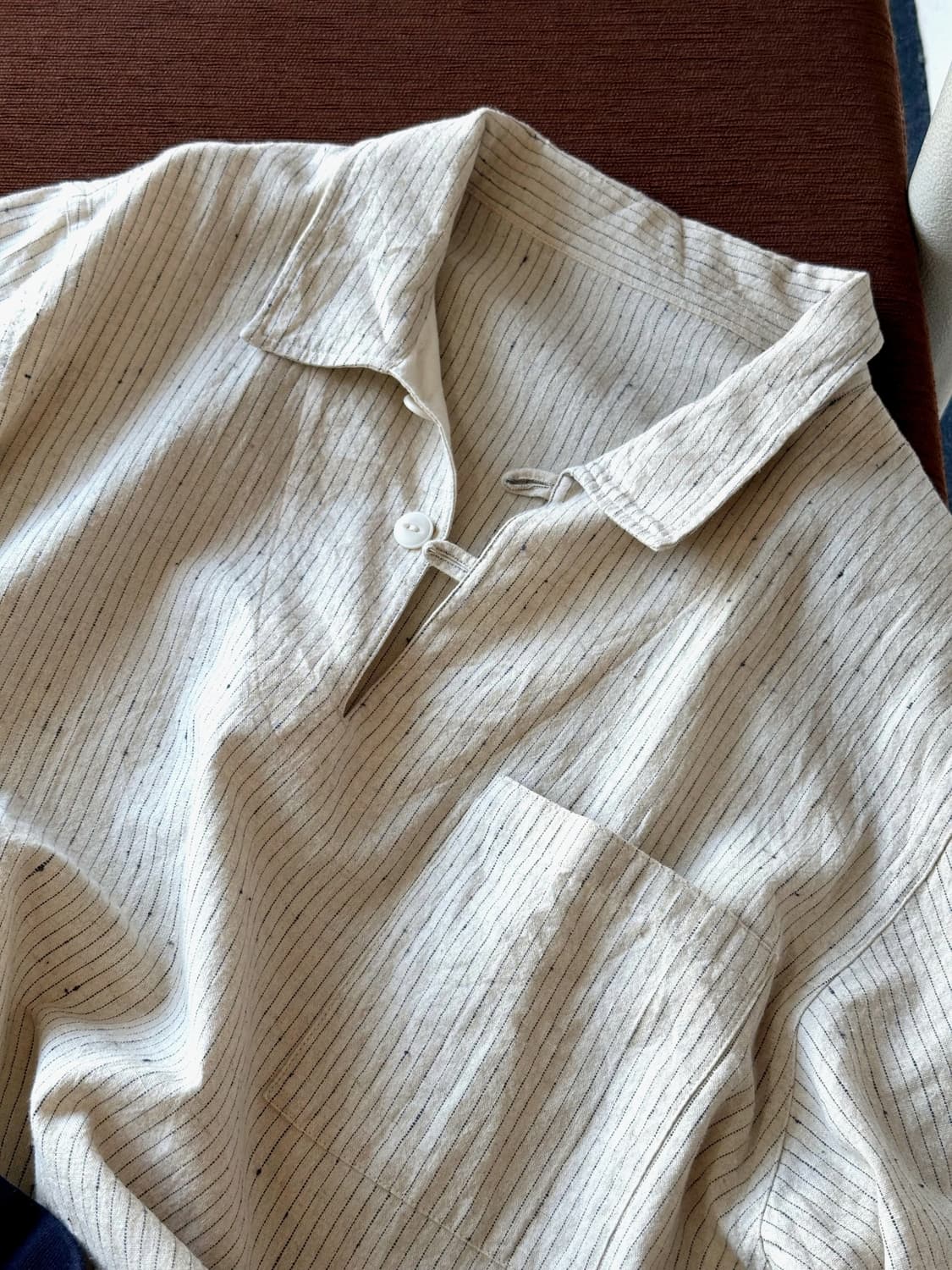 Natural fabric stripe design polo top 상품이미지2