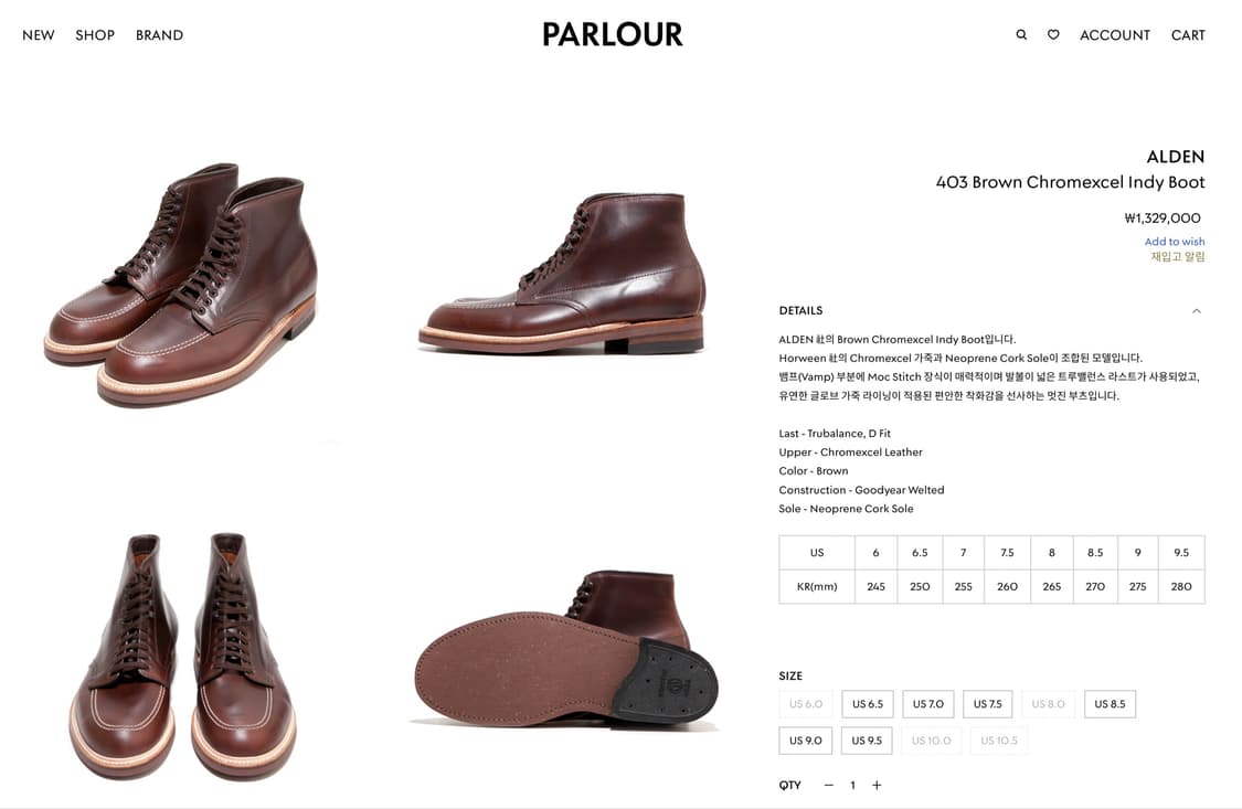 Alden x J.Crew 알든405 인디부츠 9D(275-280) 상품이미지9