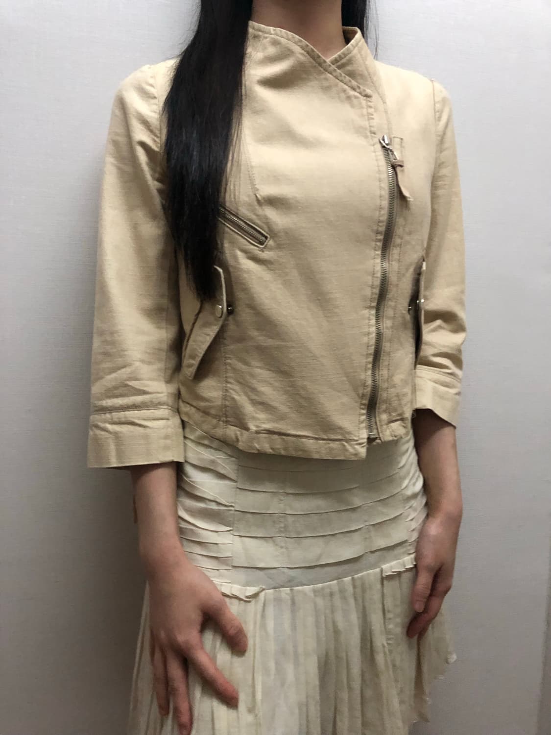 빈티지 베이지 펑크 코튼 자켓 상품이미지3