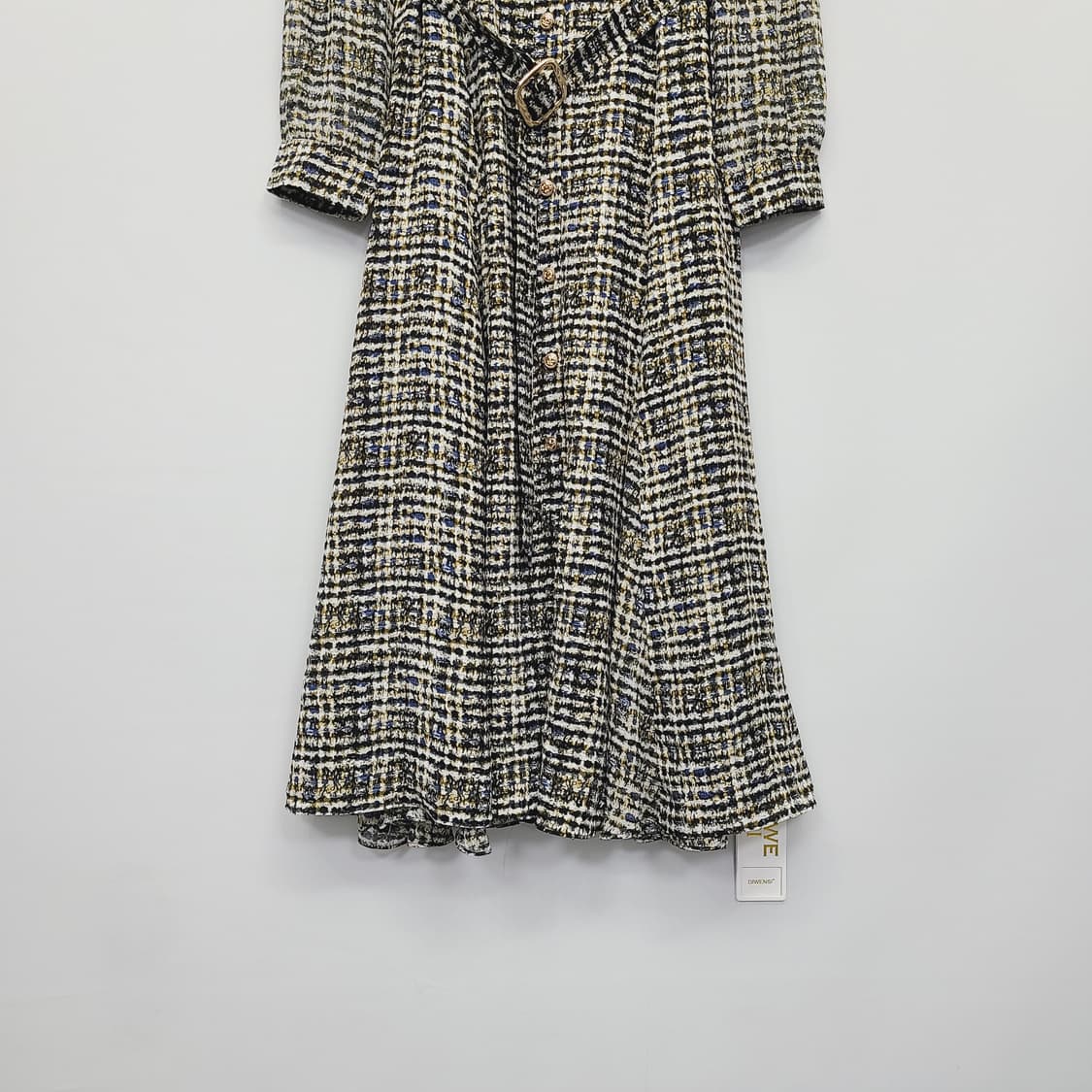 DIWENSI 디웬시 패턴 벨티드 셔츠 롱 원피스 (금장 디테일) 상품이미지4