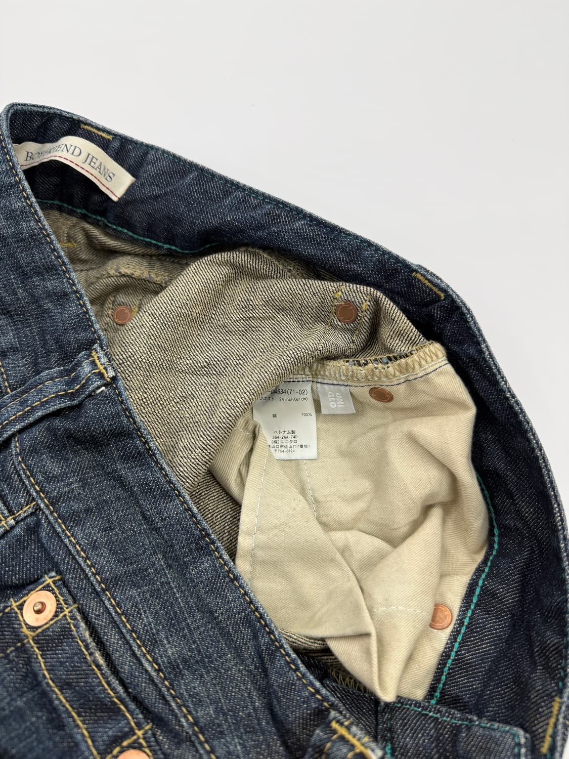 빈티지 유니클로 로우라이즈 와이드 워싱 데님 상품이미지3