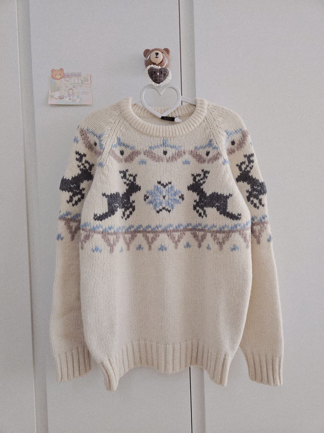 빈티지 아이보리 눈꽃사슴 니트 상품이미지2