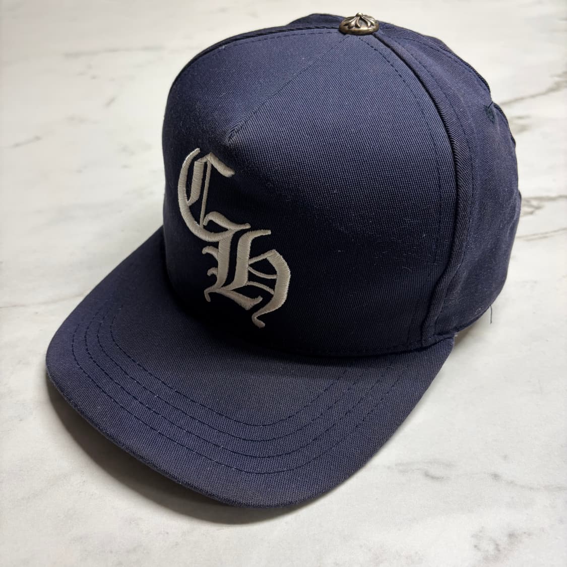 레어) 크롬하츠 Ch 로고 자수 베이스볼 캡 모자 네이비 OS 상품이미지3