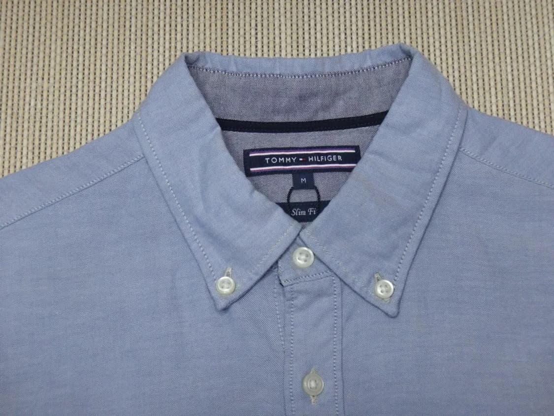(M) 타미힐피거 남성 솔리드 슬림 긴팔 면셔츠 상품이미지5