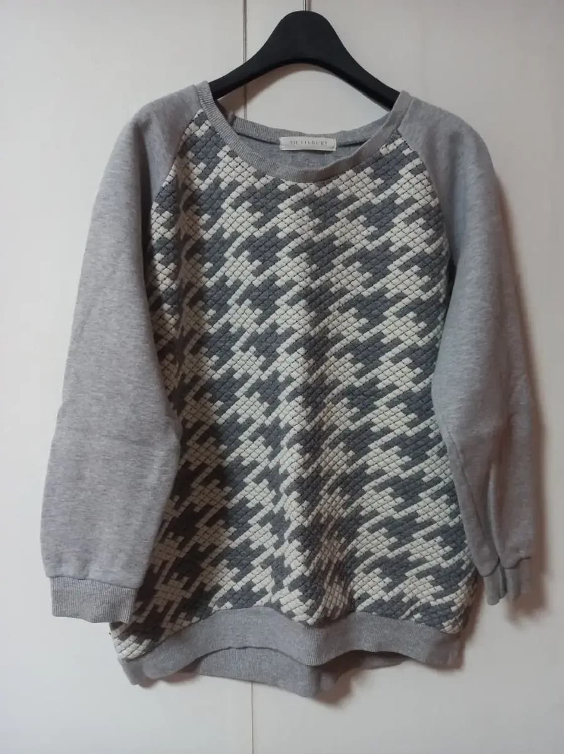 thetilbury 하운드체크 니트 기모 맨투맨 티 FF 상품이미지1