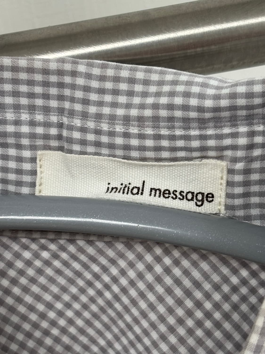 initial message 잔 체크 롱 반팔 스트랩 셔츠 상품이미지6