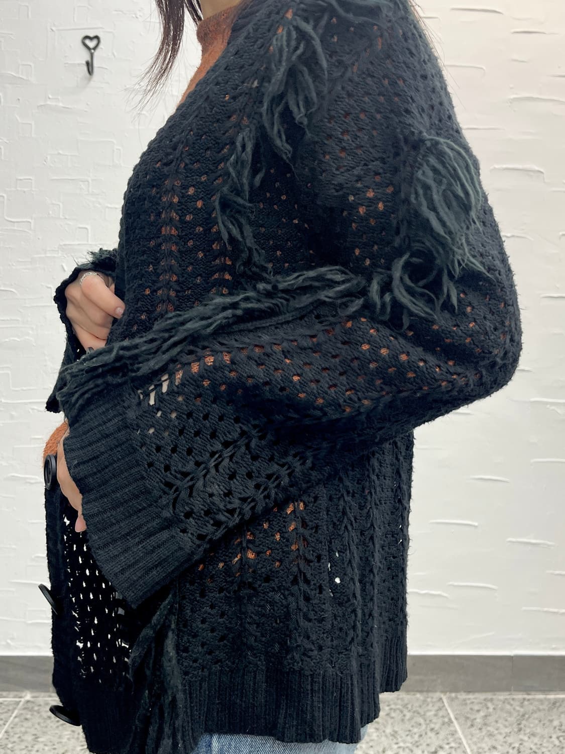 fringe hippie black cardigan 상품이미지5