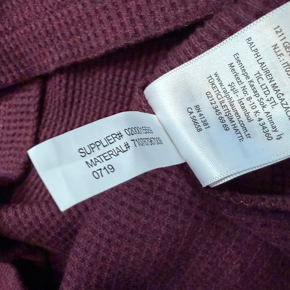 폴로 랄프로렌 블루 포니 버건디 와플 티셔츠 상품이미지4