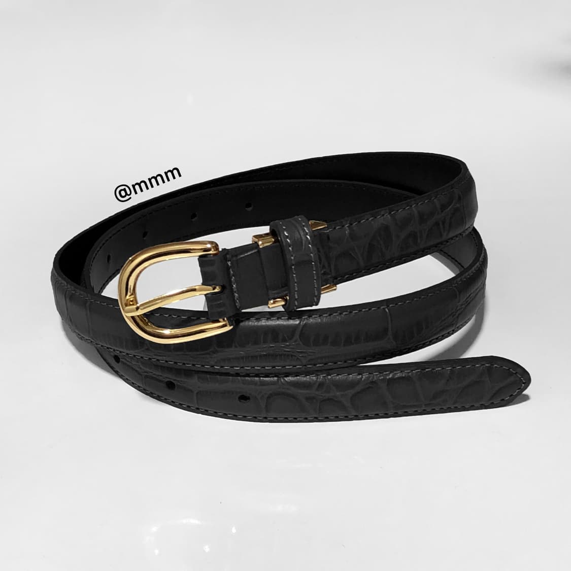 [Unisex] 크로커다일 골드링 가죽 벨트 상품이미지2