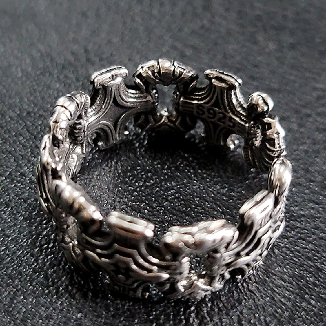 Drax 실버 남자 엔틱 빈티지 명품 기계 십자가 반지 상품이미지3