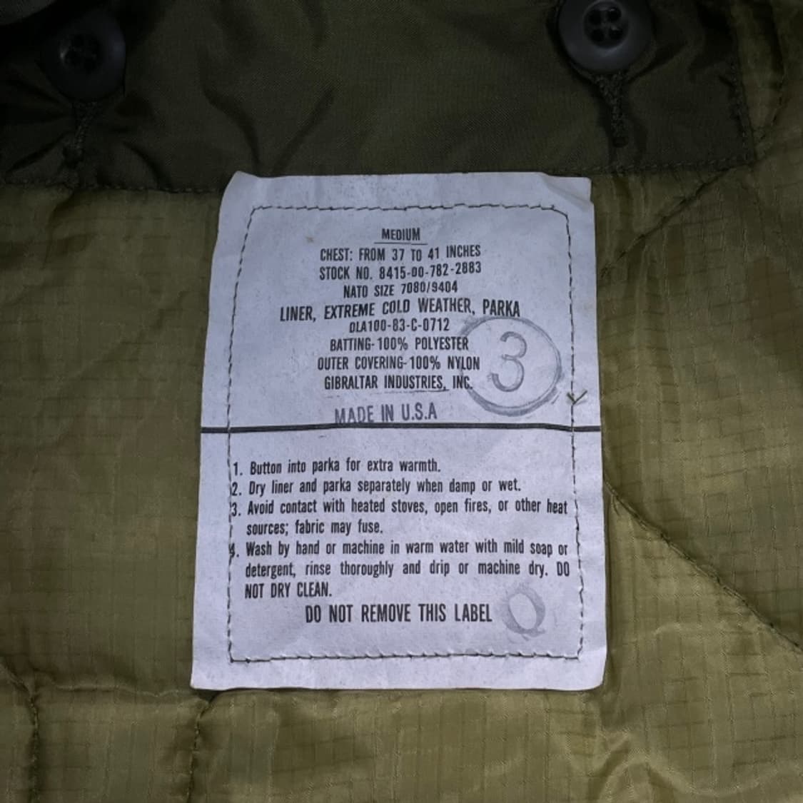 100 80s 미군 오리지날 지브롤터사 M65 개파카 상품이미지5