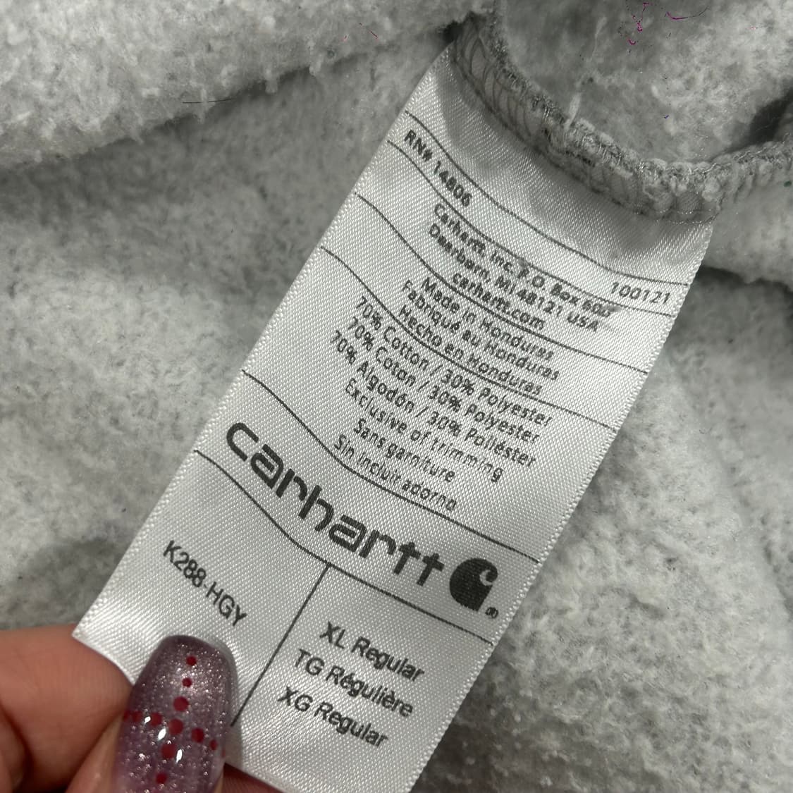 Carhartt 칼하트 사이드 로고 그레이 후드티 상품이미지7