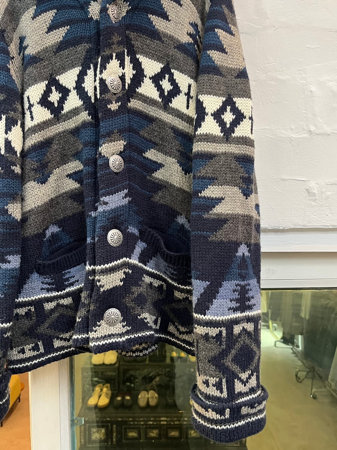 Anti Ballistic 나바호 패턴 숄 카라 니트 가디건 L 상품이미지4