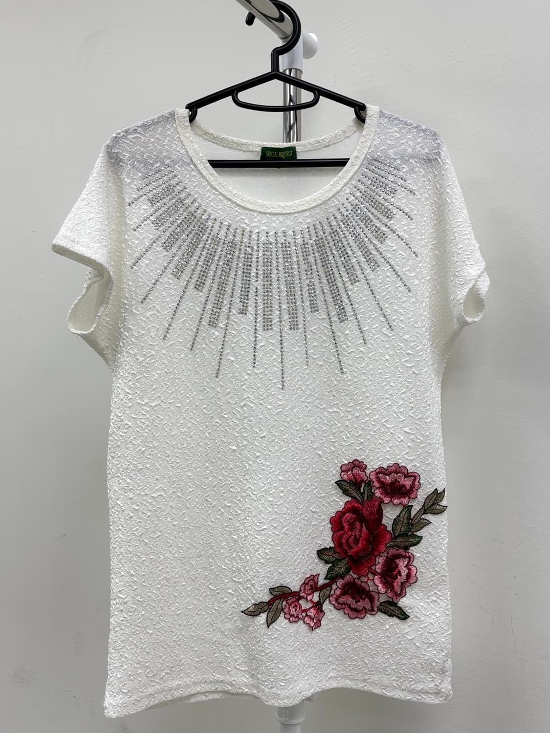 빈티지 오리엔탈 화이트 반소매 블라우스 티셔츠 상품이미지4