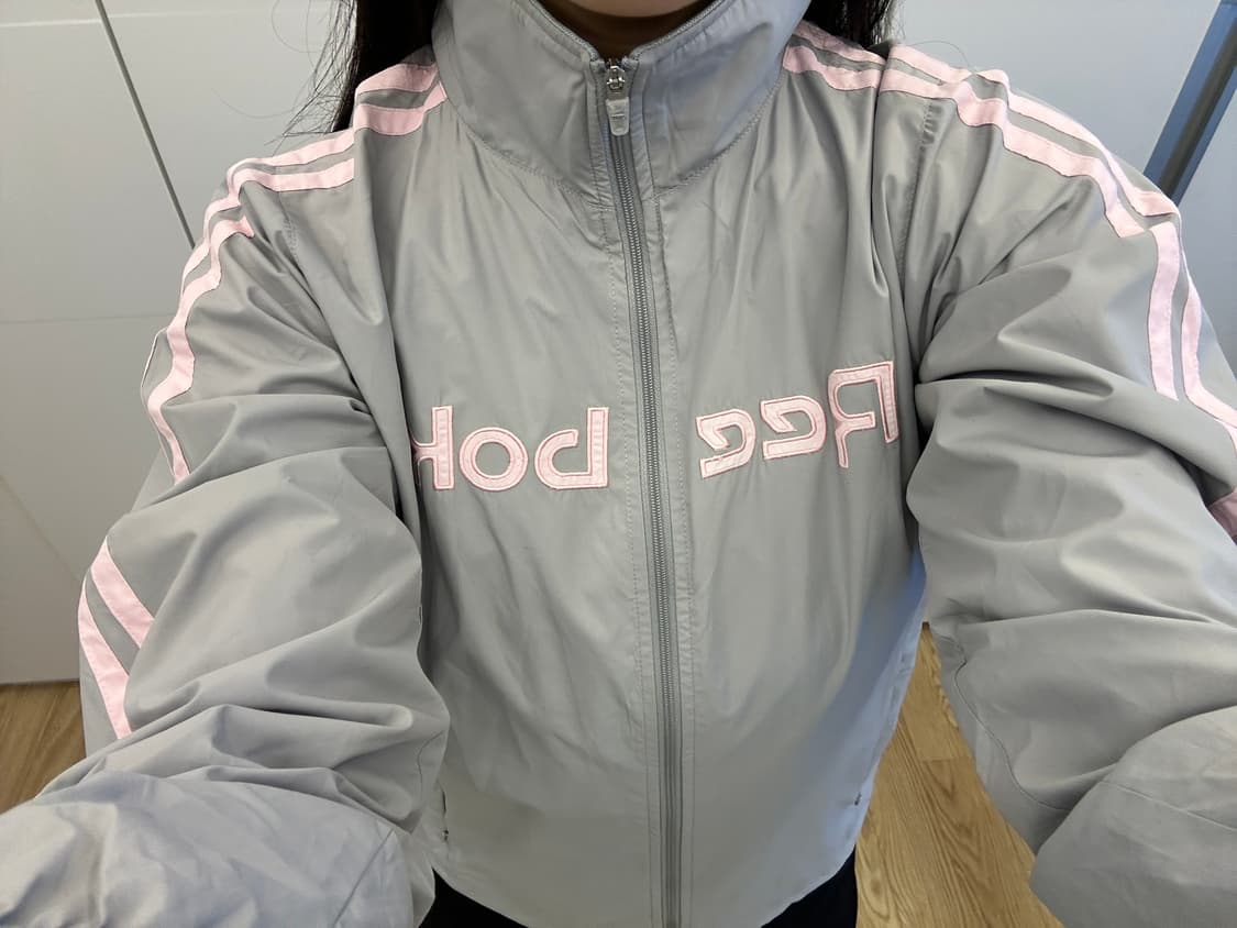 리복 딸기우유 핑크그레이 집업 져지 상품이미지1