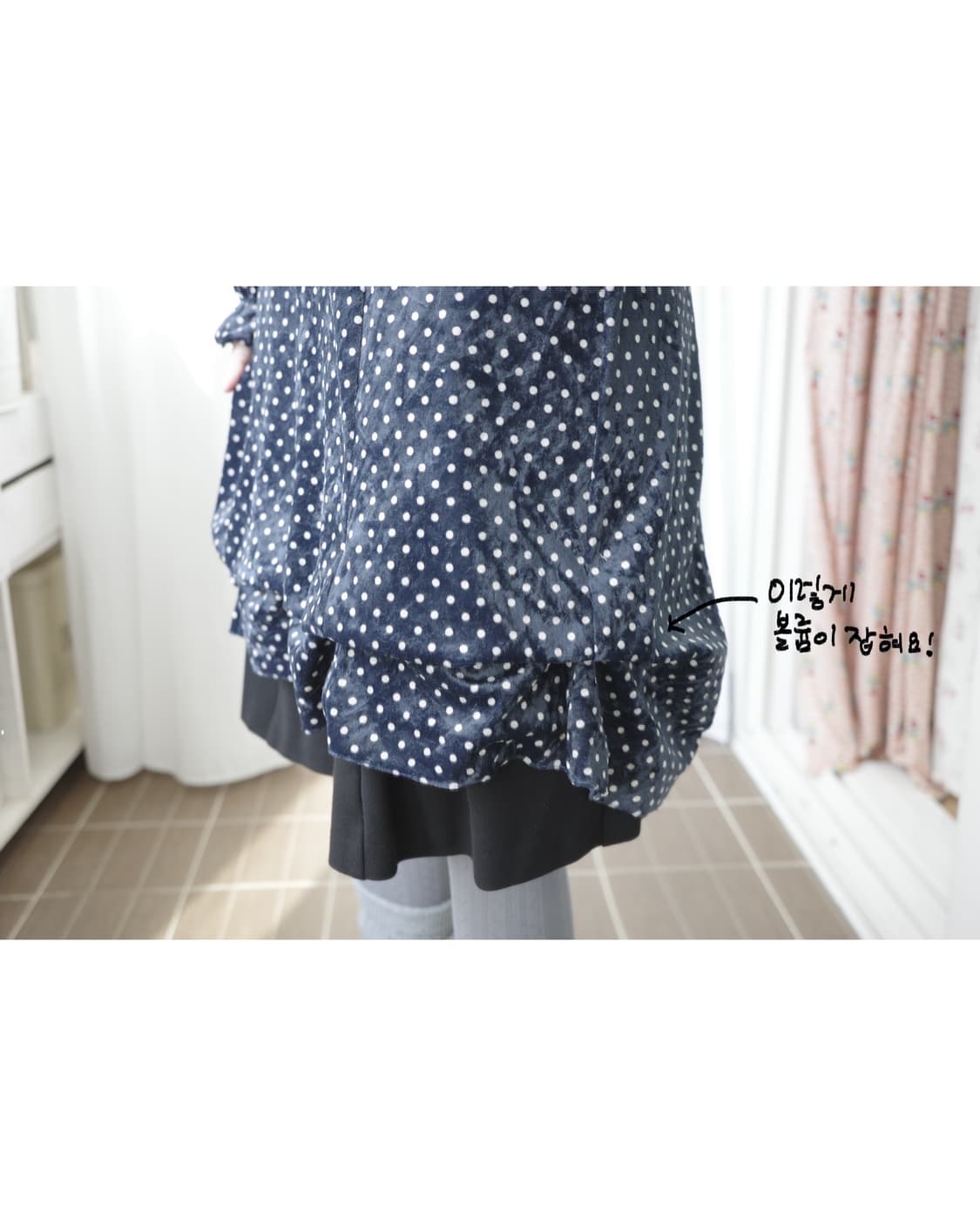 Navy dot velvet one-piece 상품이미지7