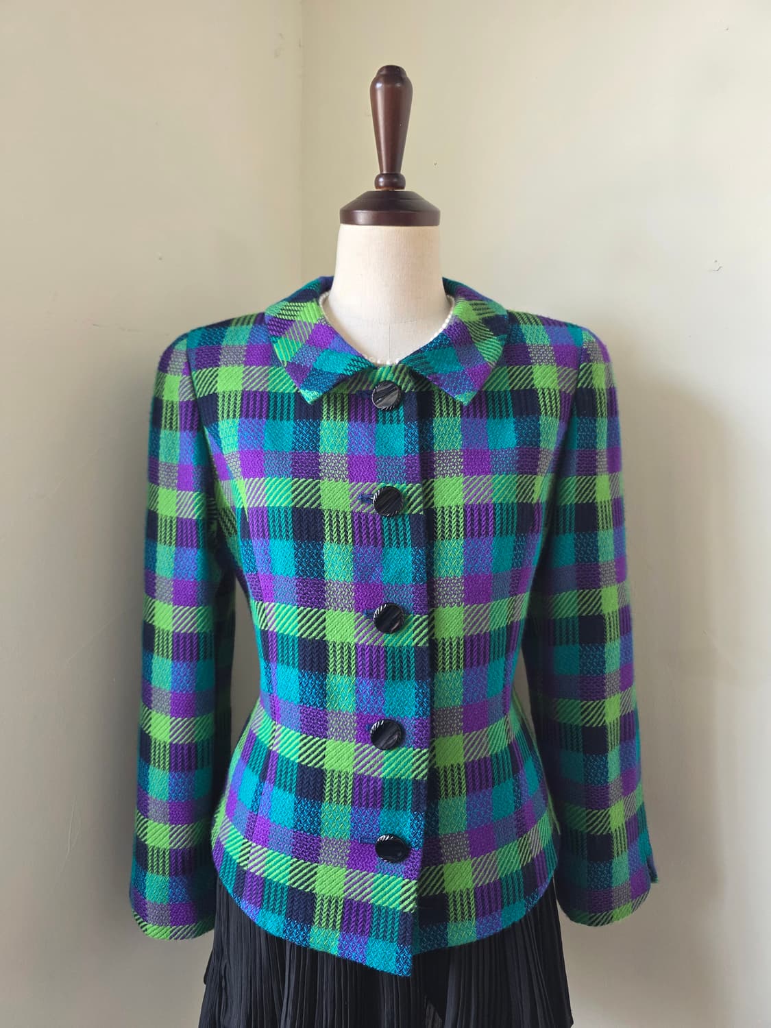 체크 울 자켓 상품이미지2