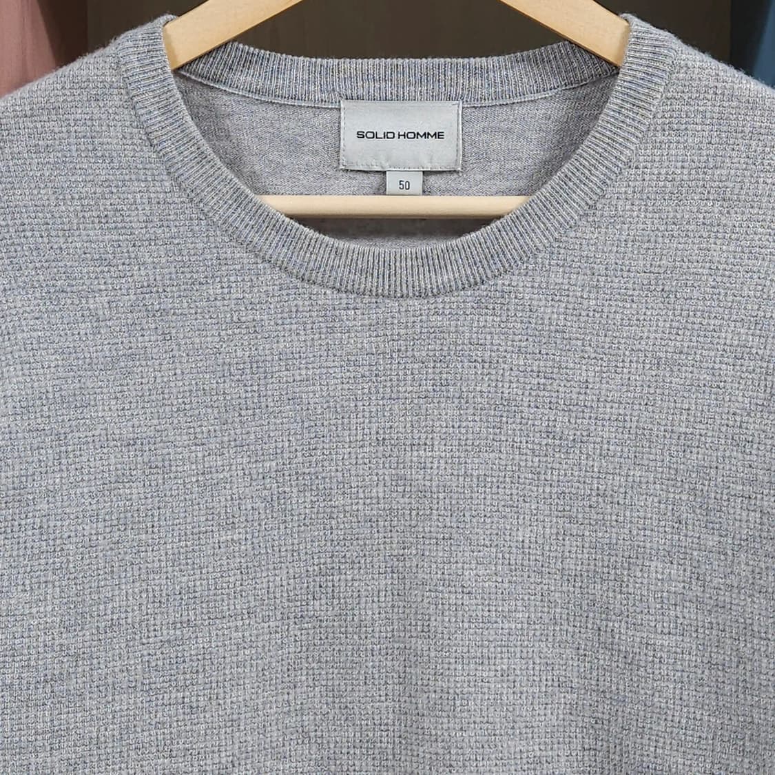105)SOLID 솔리드옴므 캐시미어 와플 니트 그레이 상품이미지2